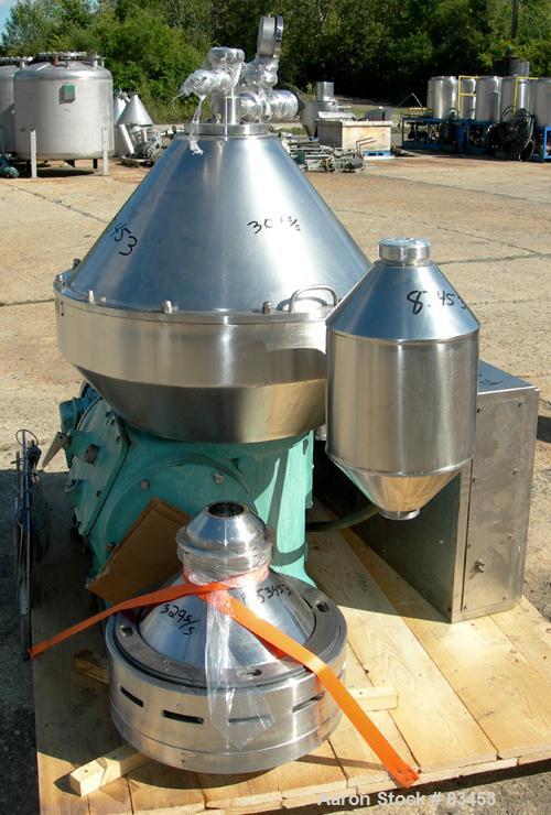 Used- Alfa Laval MRPX-410-TGD-74 Desludger Disc Centrifuge. 329 Stainless Steel Construction on Product Contact Areas. Conce...