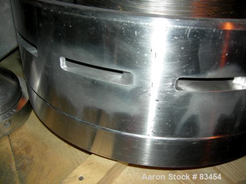 Used Alfa Laval MRPX-410-TGD-74 Desludger Disc Centrifuge. 329 Stainless Steel Construction on Product Contact Areas.Light and heavy phase centripetal pumps, timed solids discharge, stainless steel b...