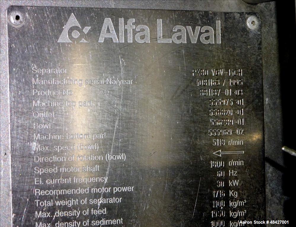 Used Alfa Laval PX-80-VGV-14CH Refining Desludger Disc Centrifuge