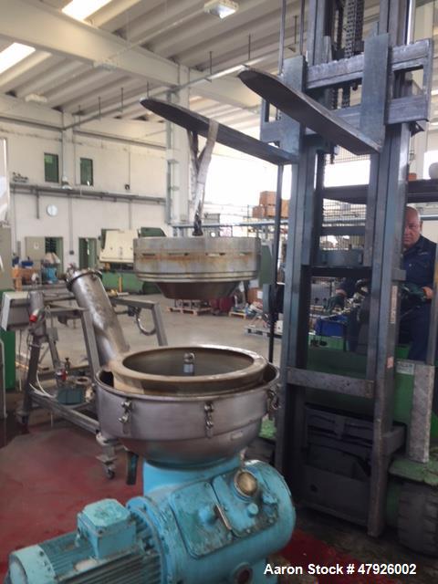 Used Alfa Laval SRPX 610-HGD-14-CGH-50 Desludger Disc Centrifuge. 316 Stainless steel construction (product contact areas), separator design liquid/liquid/solids, bottom feed design, flange drive mot...