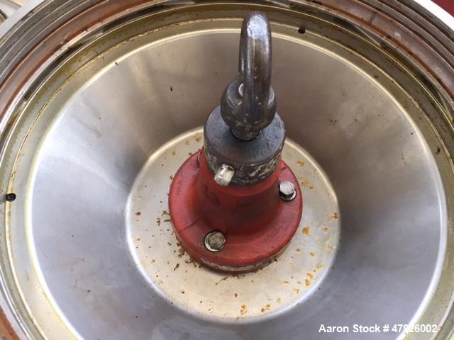 Used Alfa Laval SRPX 610-HGD-14-CGH-50 Desludger Disc Centrifuge. 316 Stainless steel construction (product contact areas), separator design liquid/liquid/solids, bottom feed design, flange drive mot...