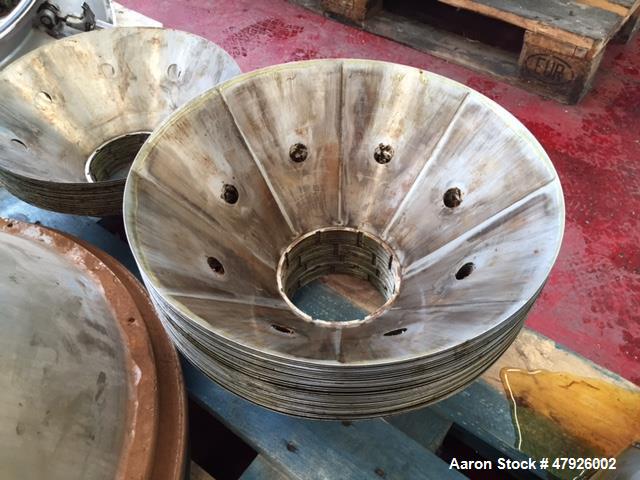 Used Alfa Laval SRPX 610-HGD-14-CGH-50 Desludger Disc Centrifuge. 316 Stainless steel construction (product contact areas), separator design liquid/liquid/solids, bottom feed design, flange drive mot...