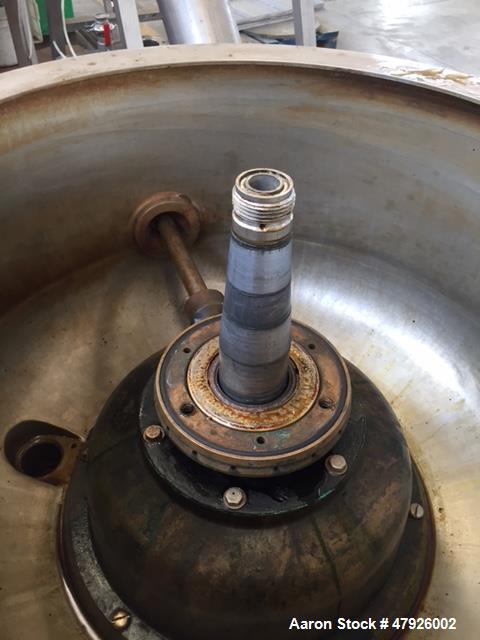 Used Alfa Laval SRPX 610-HGD-14-CGH-50 Desludger Disc Centrifuge. 316 Stainless steel construction (product contact areas), separator design liquid/liquid/solids, bottom feed design, flange drive mot...