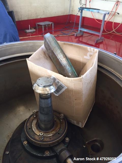 Used Alfa Laval SRPX 610-HGD-14-CGH-50 Desludger Disc Centrifuge. 316 Stainless steel construction (product contact areas), separator design liquid/liquid/solids, bottom feed design, flange drive mot...