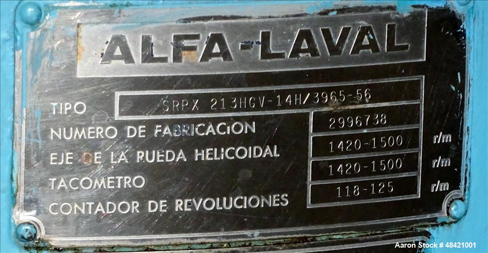 Used Alfa Laval Centrifuge Desludger Disc Centrifuge