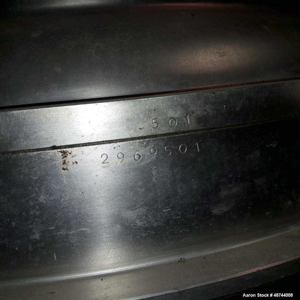 Used Alfa Laval SRPX-417 HGV-14CH Desludger Disc Centrifuge. 316 Stainless steel construction (product contact areas), separator design liquid/liquid/solids. Bottom feed design, flange drive motor, 1...