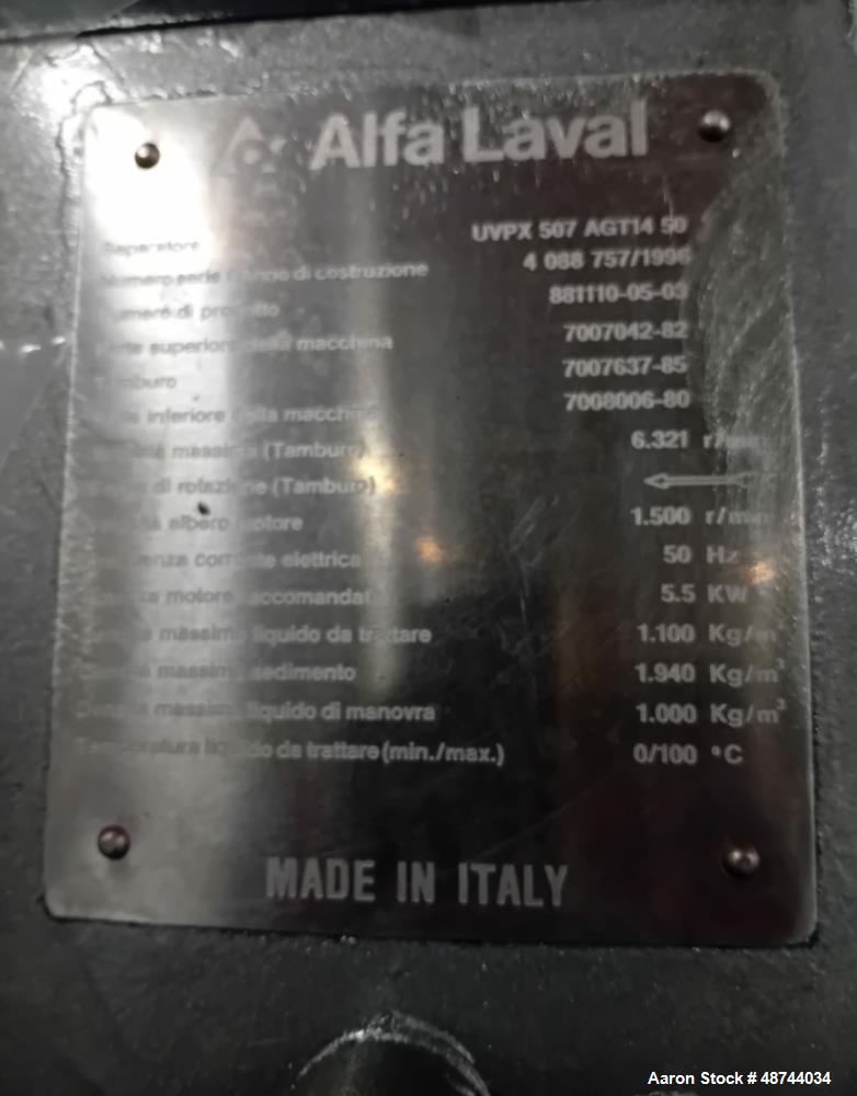 Alfa Laval UVPX 507 AGT 14-50 Centrifuge.