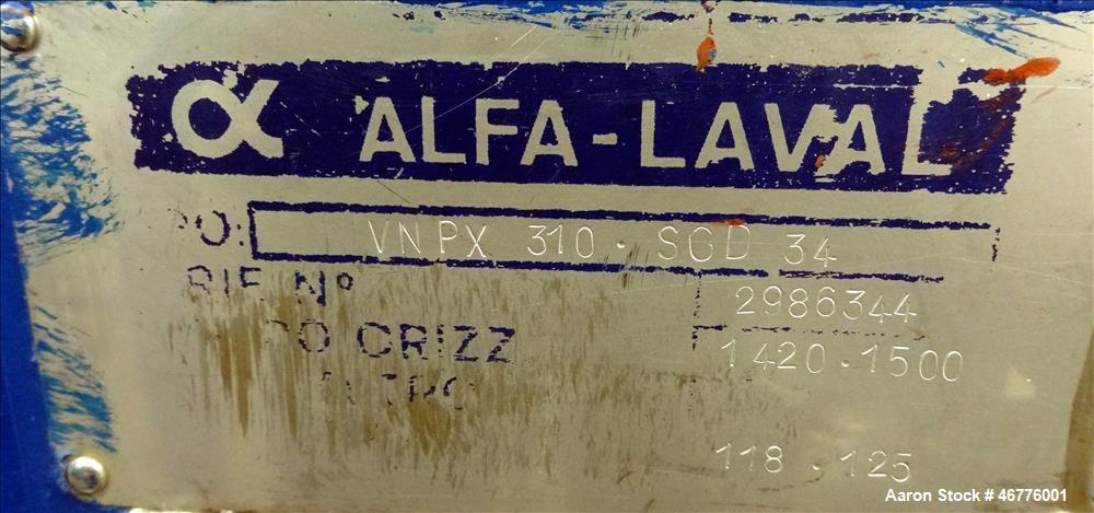 Used Alfa Laval Desludger Disc Centrifuge