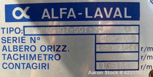 Used Alfa-Laval VNPX-407-SGT-34-50 Desludger Disc Centrifuge
