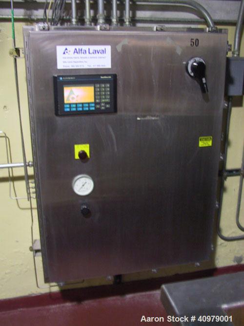 Used Alfa Laval VNPX-510 Desludger Disc Centrifuge. Stainless steel construction on product contact areas, clarifier design, centripetal pump liquid discharge, timed solids discharge, water harness, ...