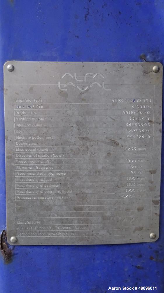 Used-Alfa-Laval VNPX-710-SGD-34C Desludger Disc Centrifuge