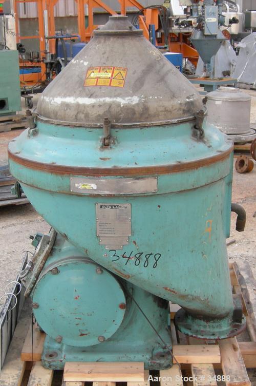 USED: Alfa-Laval WSPX-213-TGT-74G desludger centrifuge, 316 stainless steel. 3 phase separator, deep cover design. Driven by...