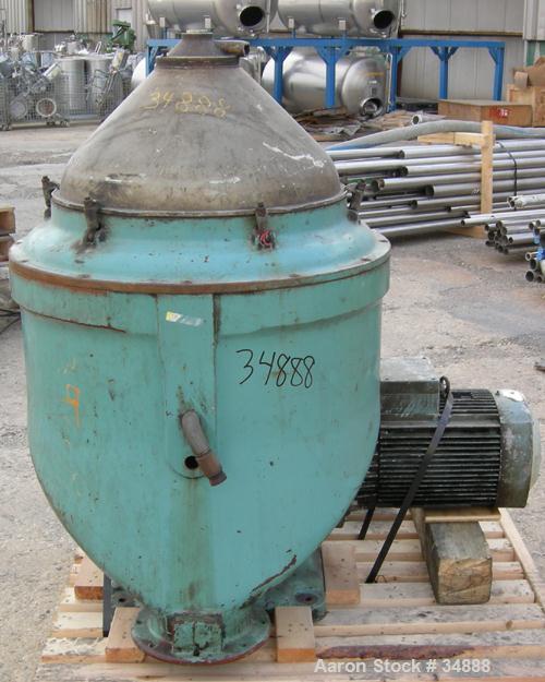 USED: Alfa-Laval WSPX-213-TGT-74G desludger centrifuge, 316 stainless steel. 3 phase separator, deep cover design. Driven by a 15 kw direct drive, 3/50/415 volt, 1450 rpm motor. Missing top piping. B...