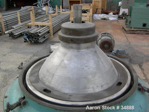 USED: Alfa-Laval WSPX-213-TGT-74G desludger centrifuge, 316 stainless steel. 3 phase separator, deep cover design. Driven by a 15 kw direct drive, 3/50/415 volt, 1450 rpm motor. Missing top piping. B...