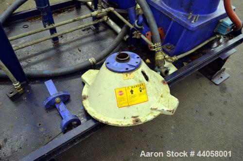 Used Alfa Laval WSPX 307 TGD-71G Desludger Disc Centrifuge. 2205 Stainless steel product contact areas. Separator design (liquid/liquid/solids separation). Maximum bowl speed 8400 rpm. Driven by a 7....