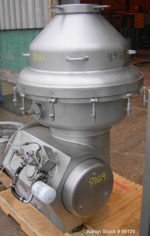 USED: Delaval continuous milk separator, model HMRPX-S314. 316 stainless steel product contact areas. Max bowl speed approximately 5000 rpm. Separator bowl design. Includes sludge tank and panel. Req...