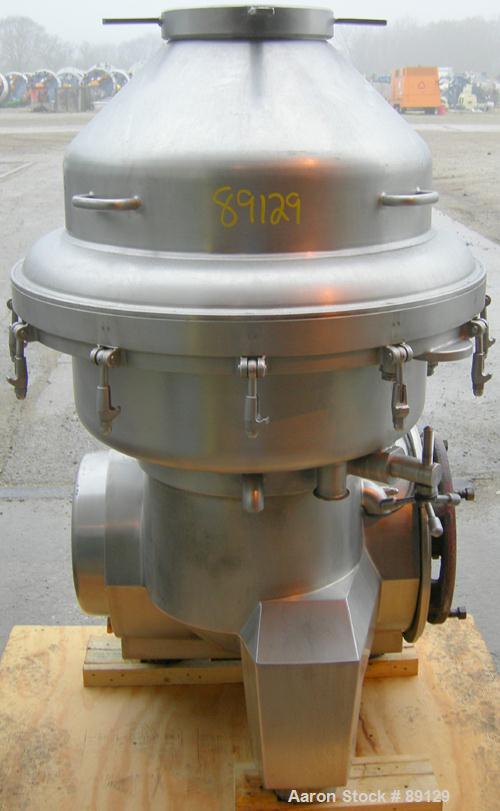 USED: Delaval continuous milk separator, model HMRPX-S314. 316 stainless steel product contact areas. Max bowl speed approximately 5000 rpm. Separator bowl design. Includes sludge tank and panel. Req...