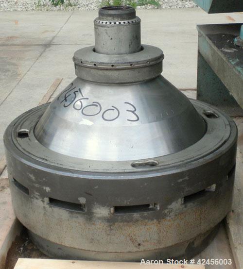 Used Delaval MAPX-309-BGT-29-60/4094-14 Guardian Purifier Disc Centrifuge, 316 Stainless Steel. Maximum bowl speed 1700-1800 rpm. Direct driven by a 15 hp motor. Skid mounted with control panel.