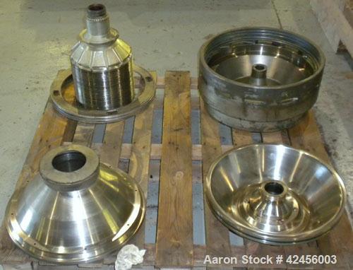 Used Delaval MAPX-309-BGT-29-60/4094-14 Guardian Purifier Disc Centrifuge, 316 Stainless Steel. Maximum bowl speed 1700-1800 rpm. Direct driven by a 15 hp motor. Skid mounted with control panel.