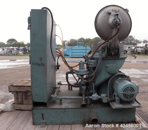 Used Delaval MAPX-309-BGT-29-60/4094-26 Guardian Purifier Disc Centrifuge, 316 Stainless Steel. Maximum bowl speed 1700-1800 rpm. Direct driven by a 15 hp motor. Skid mounted with control panel.