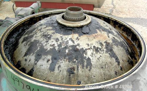 USED:Delaval MAPX-309-GT-70-60 guardian purifier disc centrifuge. Stainless steel/bronze bowl assembly. Max bowl speed 6520 rpm. Concentrator design, hinged aluminum top cover, sight glass, shelf mou...