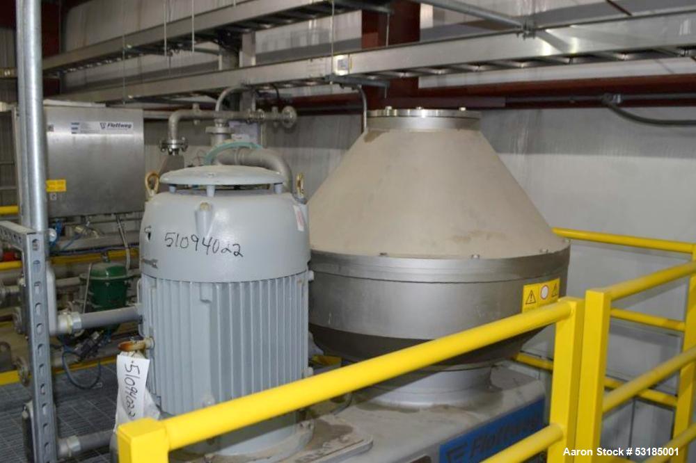 Unused- Flottweg Desludger Disc Centrifuge, Model AC 2000-430. 316 Stainless Steel. Maximum bowl speed 5700 rpm, separator d...