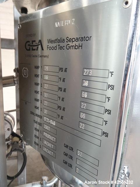 Used GEA Westfalia CSC-6-06-476 Desludger Disc Centrifuge w/C.I.P System, 316L stainless steel product contact surfaces, clarifier design, self cleaning bowl, 11970 max rpm bowl speed, 1.8 liter bowl...
