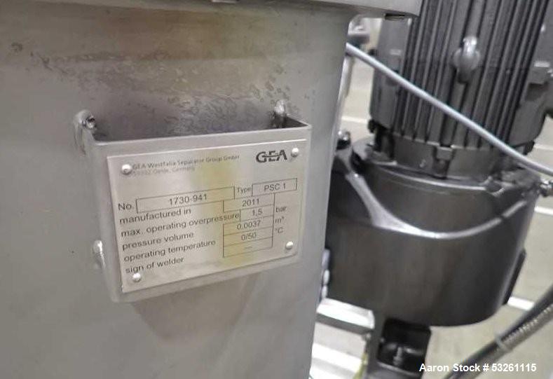 Used GEA Westfalia FTC 1-06-107 Stainless Steel Separator Centrifuge – 0.75 m³/HR – 13,500 RPM