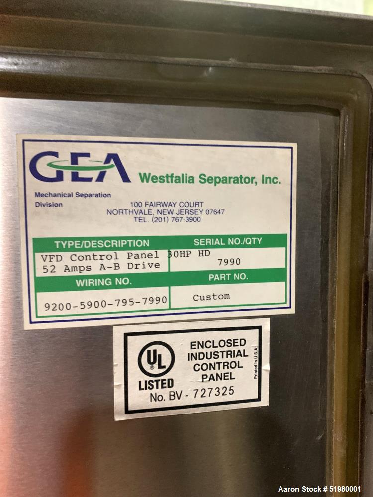 GEA Westfalia  GSC-45-06-177 Desludger Disc Centrifuge