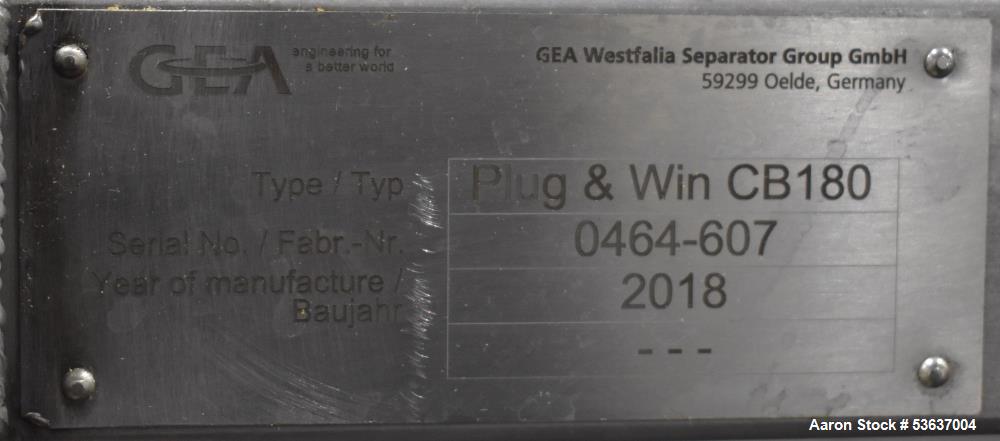 Used GEA Westfalia GSC-60-06-077 Centrifuge – 150 BBL/Hour, Rebuilt 2021 - HB1 Separation separation system