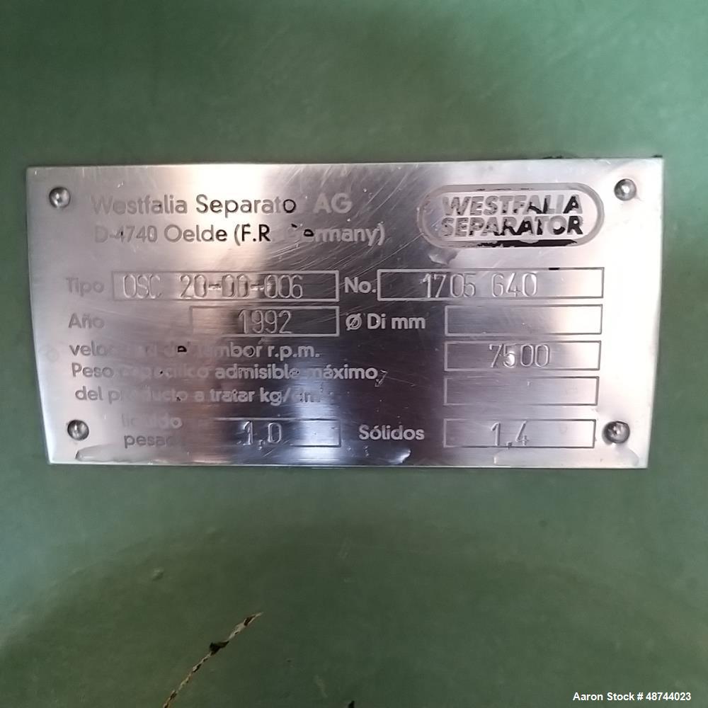 Used GEA Westfalia OSC 30-00-006 Desludger Disc Centrifuge