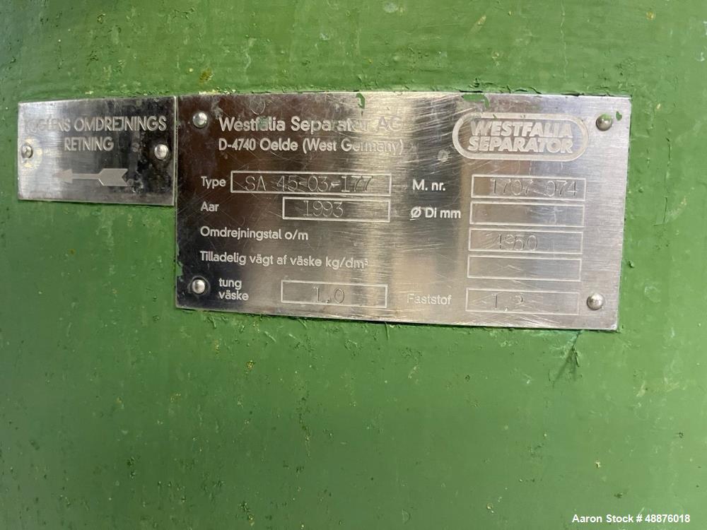 Used GEA Westfalia SA-45-03-177 Desludger Disc Centrifuge