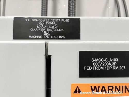 Used GEA Westfalia Disc Stack Centrifuge, Model SSI-300-06-772 (2020)