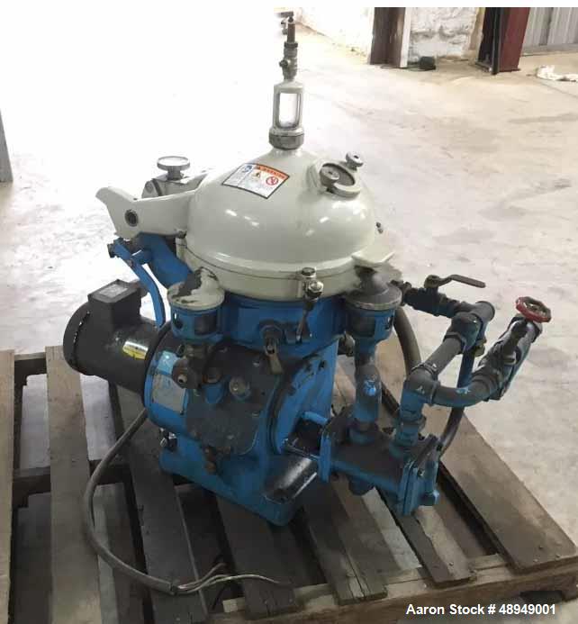 Used Hutchison Hayes Solid Bowl Disc Centrifuge. Model HH-219 (Alfa-Laval MAB)