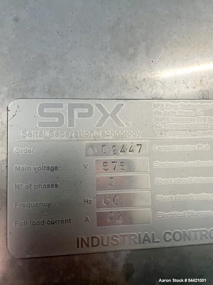 Used SPX Flow SE 20HFX-Q3P2 Self-Cleaning Centrifugal Separator – High-Speed Stainless Steel Dairy & Liquid Processing System