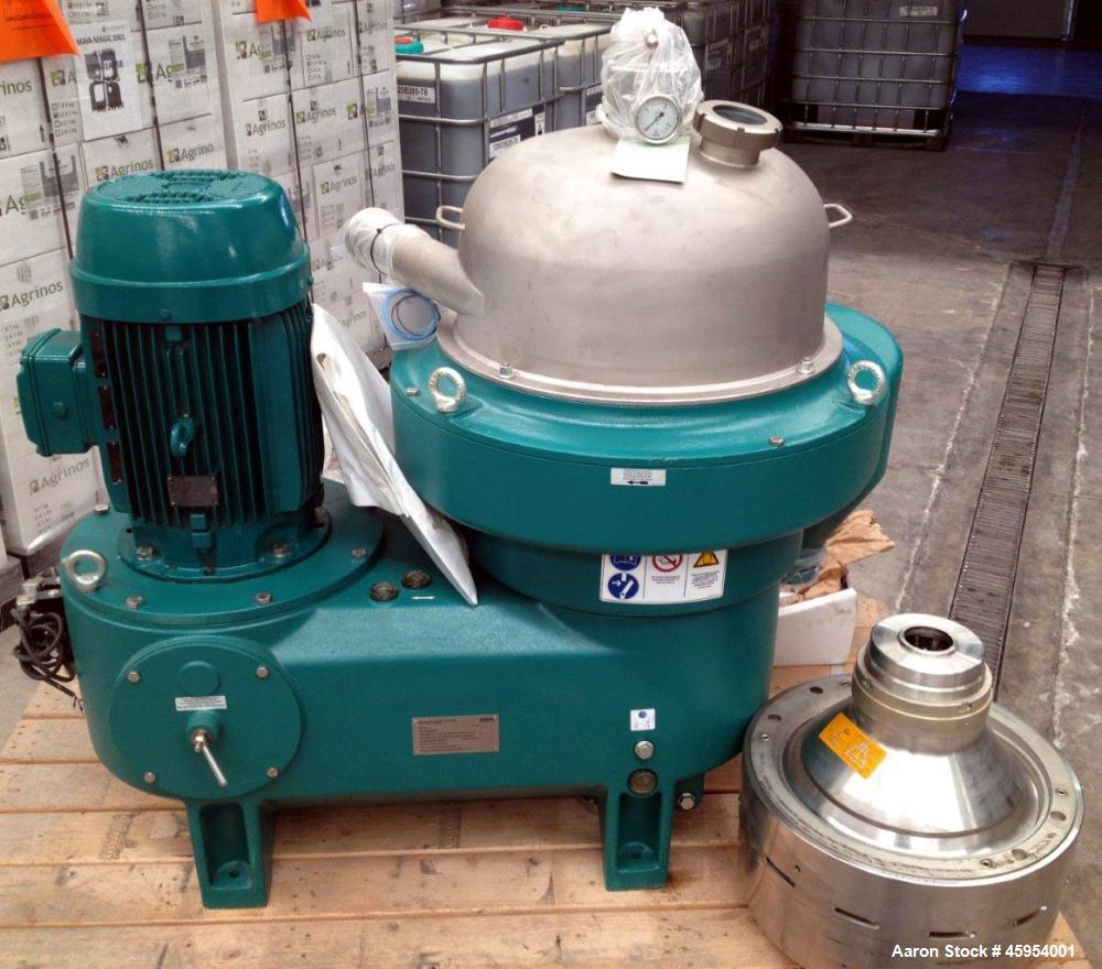 Unused - GEA Westfalia  ASD-50-03-077 Desludger Disc Centrifuge, max bowl speed 6800 min. light phase gravity over-flow, heavy phase centripetal pump liquid discharge, 22 kw drive motor (3-phase AC m...