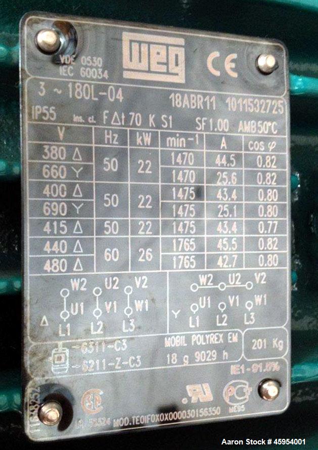 Unused - GEA Westfalia  ASD-50-03-077 Desludger Disc Centrifuge, max bowl speed 6800 min. light phase gravity over-flow, heavy phase centripetal pump liquid discharge, 22 kw drive motor (3-phase AC m...