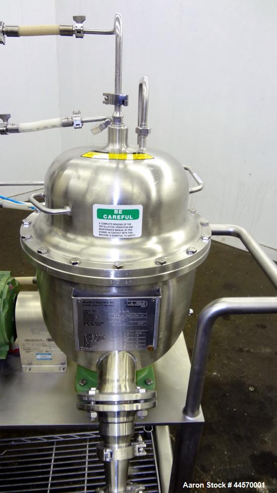 Used Stainless Steel Westfalia Ultra Polishing Desludger Disc Centrifuge, CSA 1