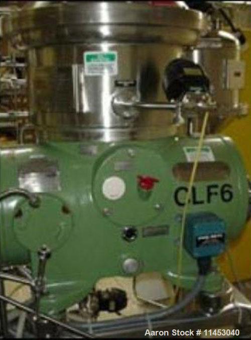 Used Westfalia CSA-16-06-476 desludger disc centrifuge. Biotech/ultra-polishing design, 316 stainless steel construction on product contact areas, max bowl speed 8150 rpm, clarifier design (liquid/so...