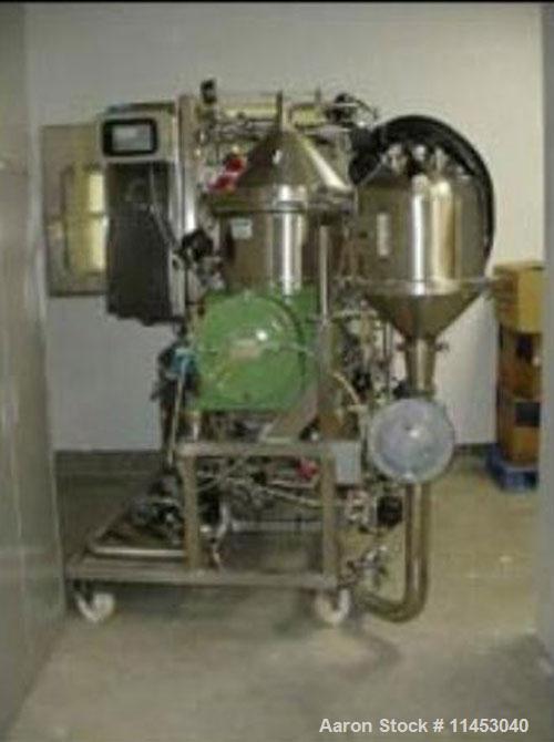 Used Westfalia CSA-16-06-476 desludger disc centrifuge. Biotech/ultra-polishing design, 316 stainless steel construction on product contact areas, max bowl speed 8150 rpm, clarifier design (liquid/so...