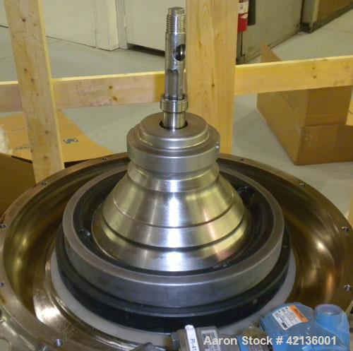 Used Westfalia CSA-19-06-476  "Ultra Polishing" Desludger Disc Centrifuge, 316 stainless steel (product contact areas). Max bowl speed 9150 rpm, clarifier design (liquid/solid separation), centripeta...