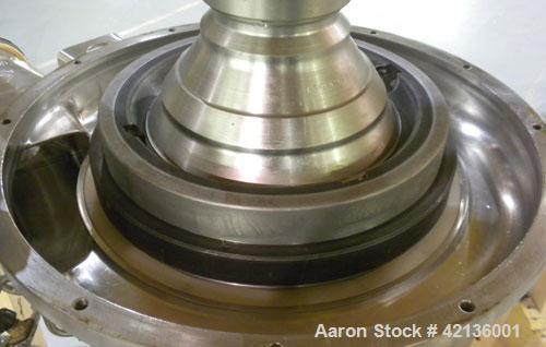 Used Westfalia CSA-19-06-476  "Ultra Polishing" Desludger Disc Centrifuge, 316 stainless steel (product contact areas). Max bowl speed 9150 rpm, clarifier design (liquid/solid separation), centripeta...