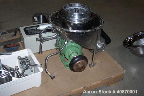 Used Westfalia CSA-1-06-476 "Ultra Polishing" desludger disc centrifuge. 316 stainless steel construction on product contact areas, clarifier design (liquid/solids), centripetal pump liquid discharge...