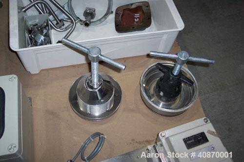 Used Westfalia CSA-1-06-476 "Ultra Polishing" desludger disc centrifuge. 316 stainless steel construction on product contact areas, clarifier design (liquid/solids), centripetal pump liquid discharge...