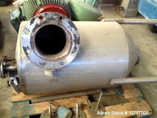 Used Westfalia HSA-200-06-777 Desludger Disc Centrifuge. 316 stainless steel construction (product contact areas). Clarifier design (liquid/solids separation). Hermetic design, centripetal pump liqui...