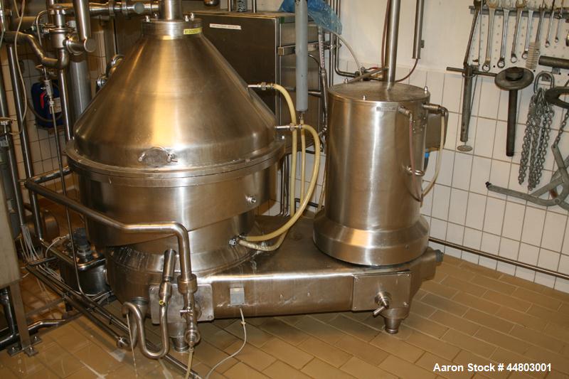 Used GEA Westfalia KDA 18-02-177 Centrifuge, stainless steel.  Includes frame, bowl, motor, hood, valves, foundation frame, tools, controls, CIP, quark hopper.  Last used in yogurt and cheese product...