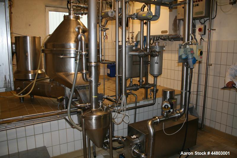 Used GEA Westfalia KDA 18-02-177 Centrifuge, stainless steel.  Includes frame, bowl, motor, hood, valves, foundation frame, tools, controls, CIP, quark hopper.  Last used in yogurt and cheese product...