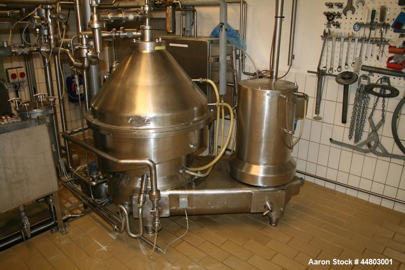 Used GEA Westfalia KDA 18-02-177 Centrifuge, stainless steel.  Includes frame, bowl, motor, hood, valves, foundation frame, tools, controls, CIP, quark hopper.  Last used in yogurt and cheese product...