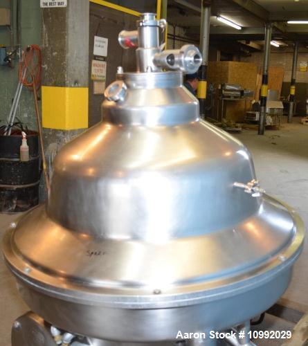 Used- Westfalia KSA-20-01-076 Desludger Disc Centrifuge. Stainless Steel construction (product contact areas), max bowl spee...