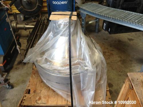 Used Westfalia KSA-20-01-076 Desludger Disc Centrifuge Bowl Assembly. Stainless Steel construction, separator design (liquid/liquid/solids separation).